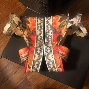 Dolce & Gabbana Floral Print Wedge Sandals